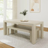 Rockport Distressed Seashell Dining Table with Bench Angled View Benches In Room