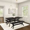 Ducati Black Modern Dining Room Sets with Bench Angled View Room