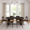 Riley Wirebrush Black Dining Room Table and Chairs shown with Walnut Chairs Front View Room