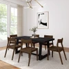 Riley Wirebrush Black Dining Room Table and Chairs shown with Walnut Chairs Angled View Room
