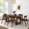 Riley Wirebrush Walnut Dining Room Table and Chairs Angled View shown with Walnut Chairs Room