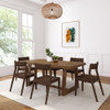 Riley Wirebrush Pecan Dining Room Table and Chairs Angled View shown with Walnut Chairs Room