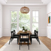 Riley Wirebrush Pecan Dining Room Table and Chairs End View shown with Black Chairs Room