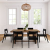 Riley Wirebrush Pecan Dining Room Table and Chairs Front View shown with Black Chairs Room