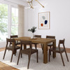 Rockport Distressed Pecan Dining Table Set Angled View shown with Walnut Chairs Room