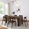Rockport Distressed Walnut Dining Table Set Angled View shown with Walnut Chairs Room