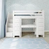Mara White Staircase Storage Loft Bed with Desk Front View Room