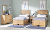 Harper Valley Natural Twin Panel Bed x2 shown with Optional Under Bed Storage Drawers x4 Room