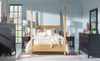 Harper Valley Natural Full Size Four Poster Bed shown with Crossroads Black Case Pieces Room