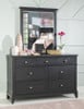 Crossroads Black 7 Drawer Dresser shown with Optional Tall Mirror Room
