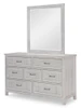 Jordan Whitewash Dresser Mirror shown with Optional 7 Drawer Dresser