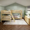Columbia Natural Quad L Shaped Bunk Beds-Full Twin-Slatted Ends End View