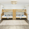 Melrose Natural Quadruple Twin XL over Queen Bunk Bed with Stairs Front View Room
