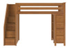 Blake Pecan Twin Loft Bed with Stairs Front View