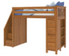 Blake Pecan Twin Loft Bed with Stairs Angled View