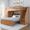 Blake Pecan Twin over Full L Shaped Bunk Beds with Storage Angled View Room