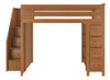 Blake Pecan Full Size Loft Bed with Stairs Front View