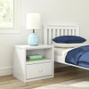 Stella White 1 Drawer Nightstand Angled View Room