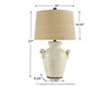 Emelda - Ceramic Table Lamp  - Cream