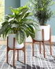 Dorcey - Planter Set (Set of 2) - White / Brown