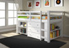 Livorno White Twin Size Mid Loft Beds for Kids Desk In Room