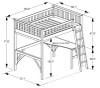 Hollywood White Wood Full Size Loft Bed Dimensions