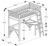 Hollywood White Wood Twin Size Loft Bed Dimensions
