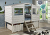 Tanner's Rustic Sand Twin Loft Treehouse Bed shown with Optional Large Storage Drawers Room