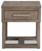 Loyaska - Rectangular End Table - Grayish Brown