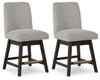 Burkhaus - Upholstered Swivel Barstool (Set of 2) - Beige / Dark Brown