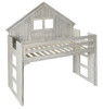 Chanse's Brushed Driftwood Twin Playhouse Loft Bed Angled Back View