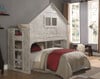 Chanse's Brushed Driftwood Twin Playhouse Loft Bed shown with Optional Full Size Bottom Bed Room