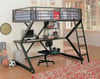 Astro Metal Matte Black Full Size Loft Bed with Desk Room