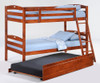 Sullivan Twin over Twin Bunk Beds for Kids Cherry Finish shown with Optional Twin Trundle
