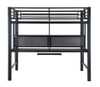 Duval Black Metal Full Size Loft Bed with Desk Back View