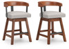 Ralene - Upholstered Swivel Barstool (Set of 2) - Medium Brown