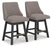 Neymorton - Upholstered Swivel Barstool (Set of 2) - Dark Grayish Brown