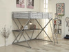 Zimmerman Silver Metal Full Size Loft Bed with Desk Room