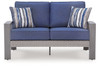 Dillon Beach - Loveseat With Cushion - Blue / Gray