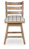 Ridgester - Upholstered Swivel Barstool (Set of 2) - Light Brown