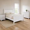 Beatrice White Queen 3-Piece Panel Bedroom Set arranged in a bedroom