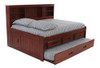 Duncan Brown Cherry Big Bookcase Full Trundle Bed with Storage Left Angled View