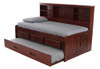 Duncan Brown Cherry Big Bookcase Twin Trundle Bed with Storage Right Angled View