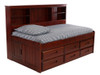 Duncan Brown Cherry Big Bookcase Twin Bed with Storage Left Angled View