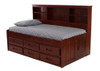 Duncan Brown Cherry Big Bookcase Twin Bed with Storage Right Angled View