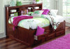 Duncan Brown Cherry Big Bookcase Full Bed with Storage Left Angled View Room