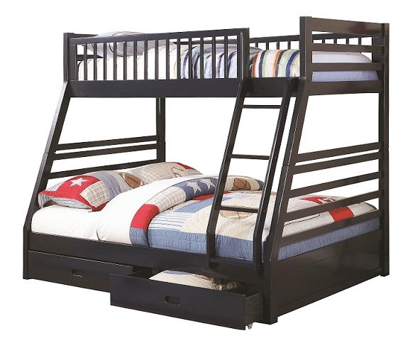 Bristol Blue Twin over Full Bunk Bed with Storage Right Side Angled View
