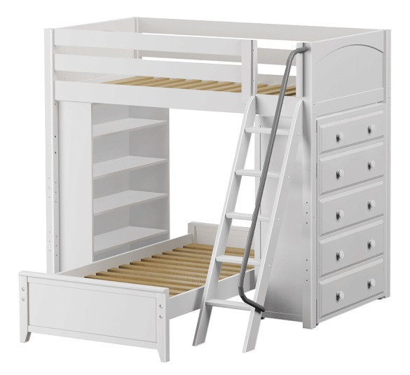 Lingo White Twin Size Storage L Shaped Bunk Beds