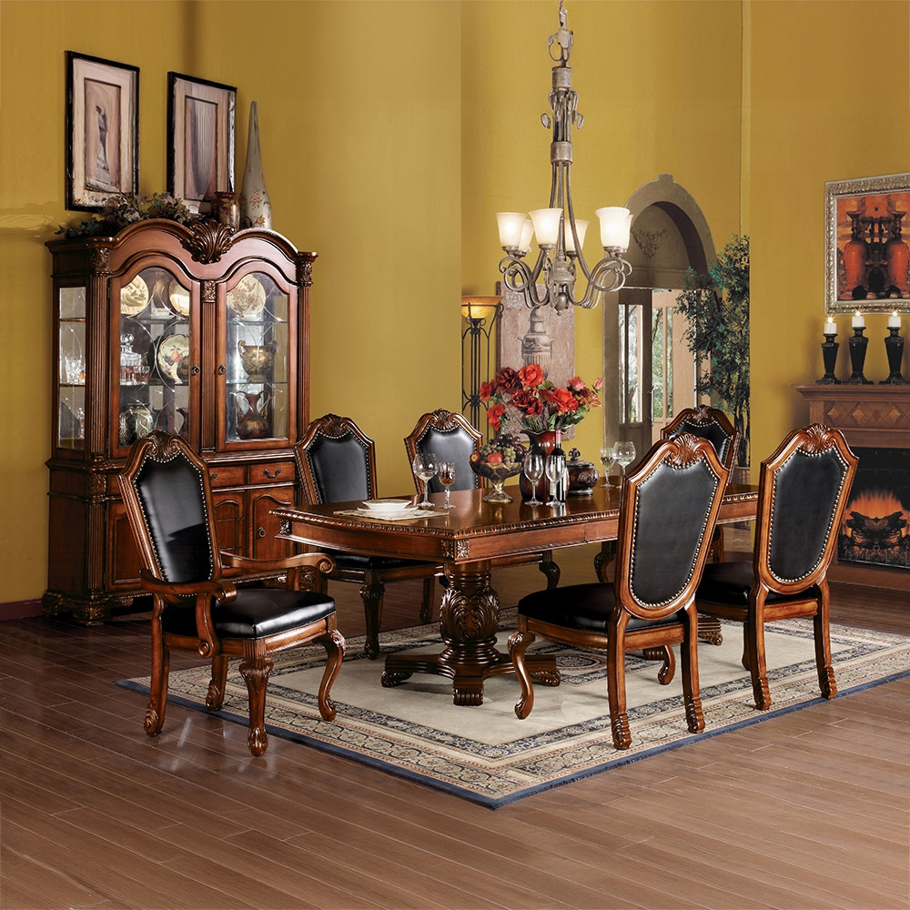 Cherry room scene: this offer supplies six selected side chairs; pictured armchairs, hutch and accessories are excluded.