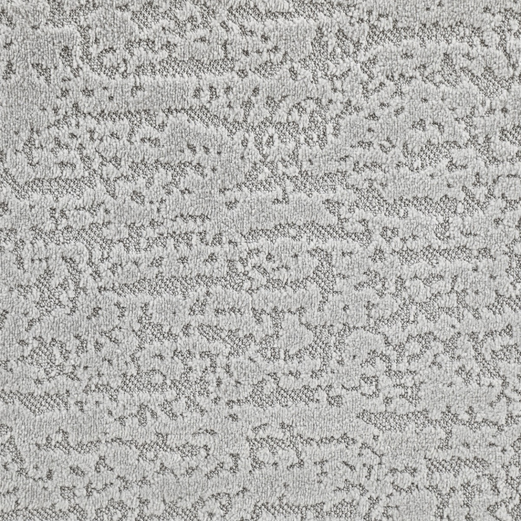 Manufacturer close view of the gray chenille upholstery.